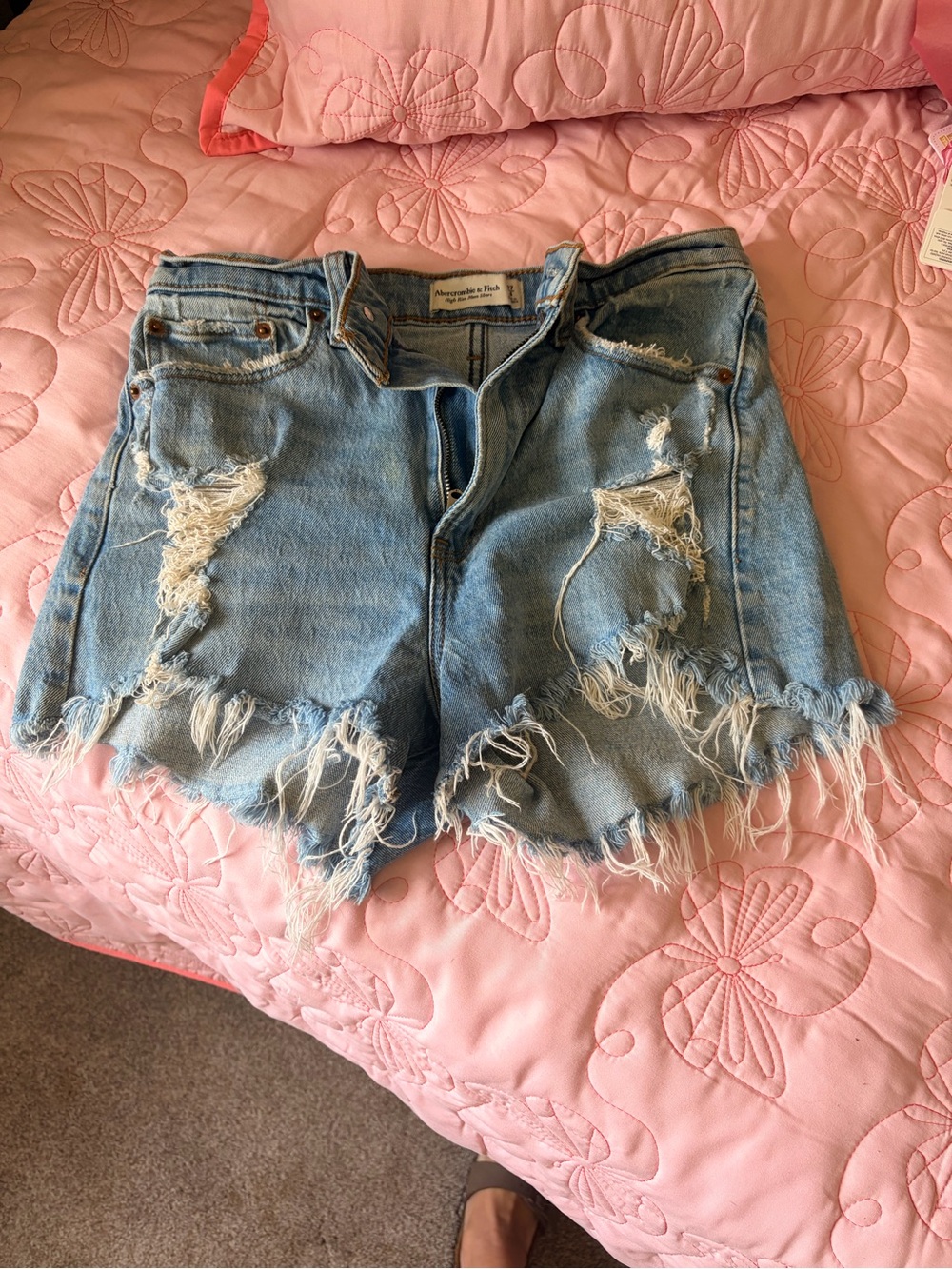 Abercrombie & Fitch Light Blue Distressed Denim Cutoff Shorts